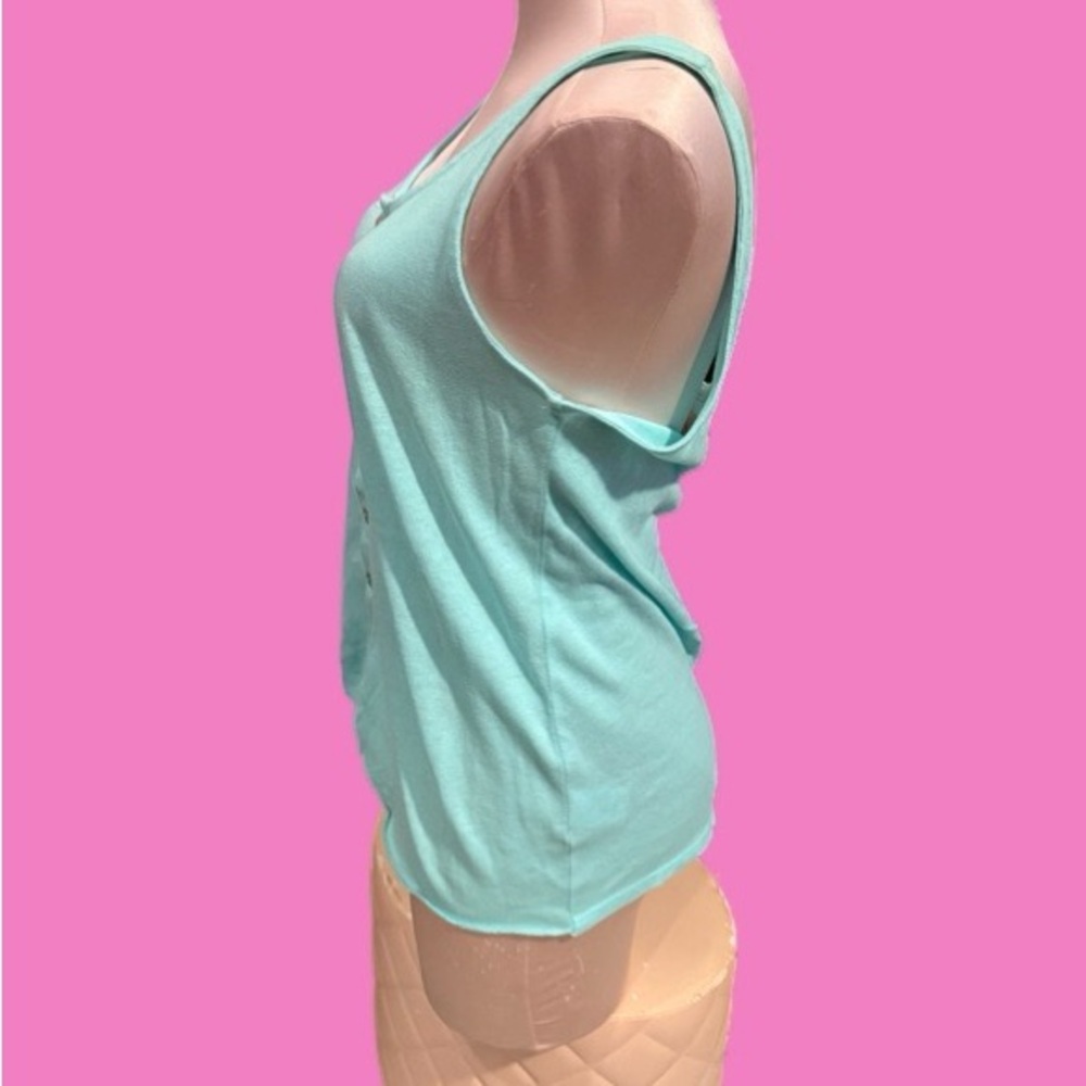BNWOT Women's Cotton Aqua Button-Down Tank Top - Picture 4 of 7